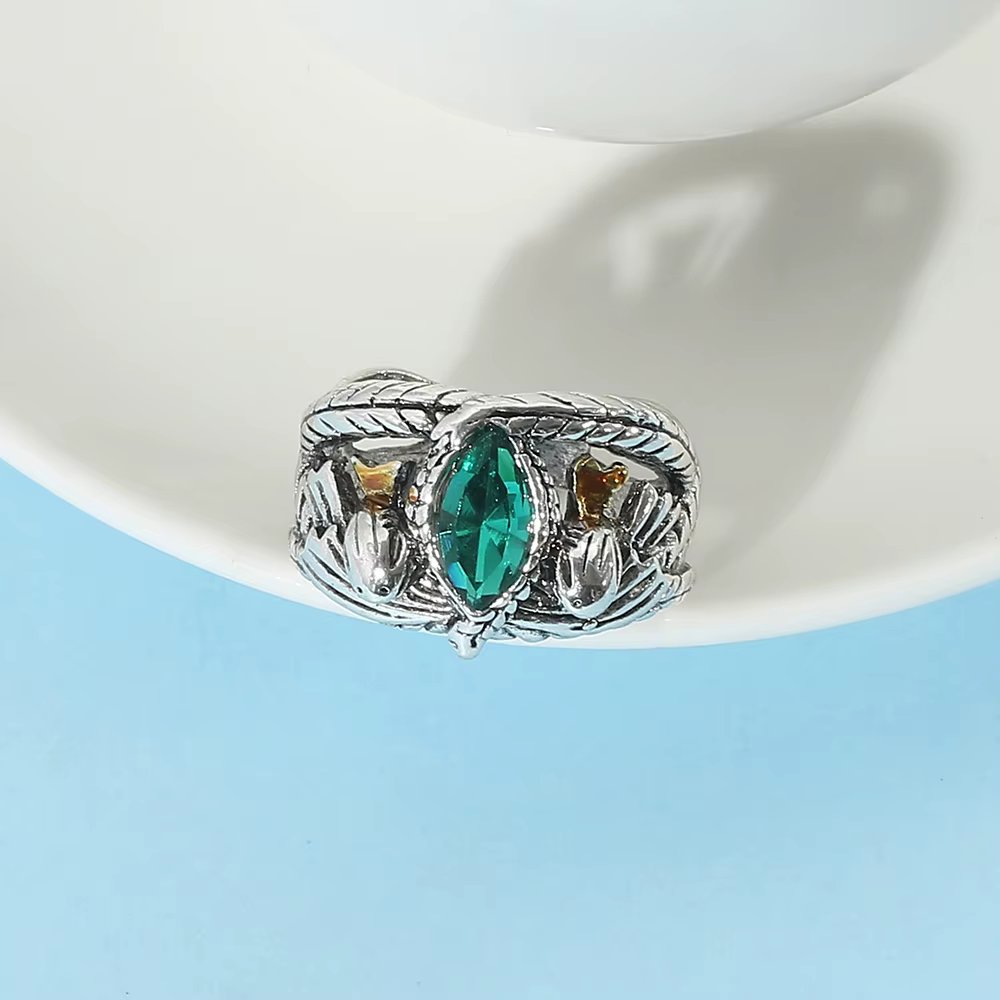 Bague de Barahir Aragorn Gondor seigneur anneaux hommes femmes fans cadeau bagues en cristal vert