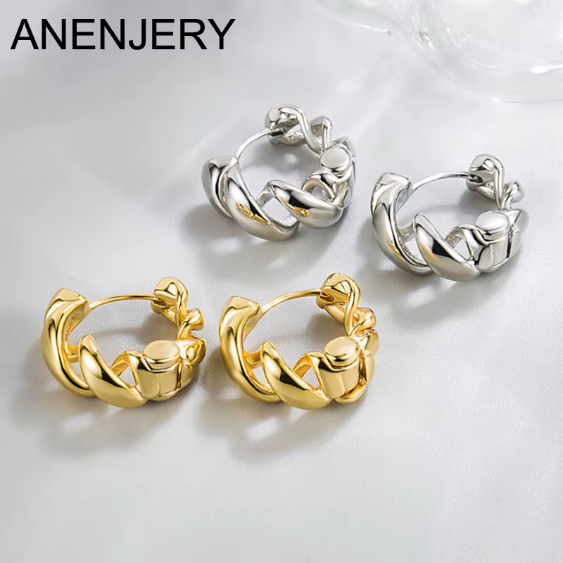 Boucles d'oreilles tressées creuses pour femmes et filles