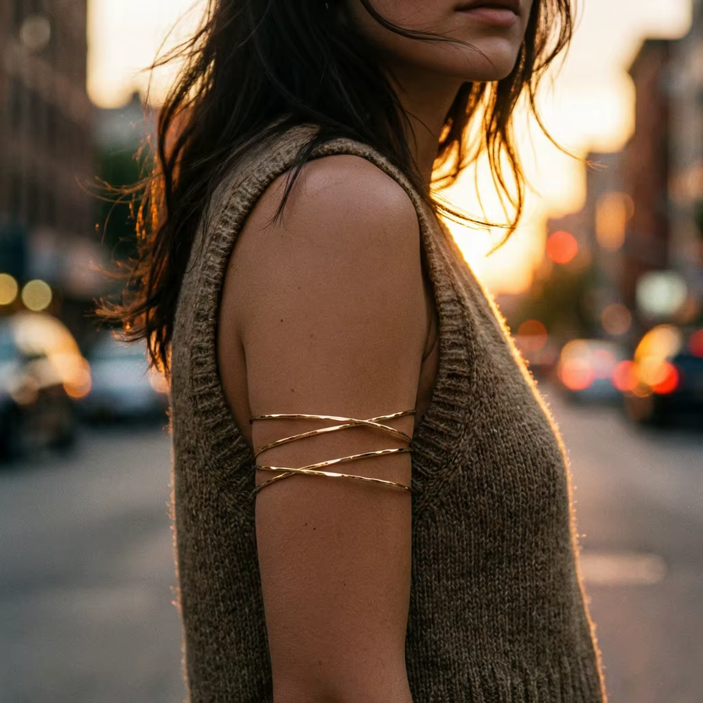 Bracelet de bras supérieur doré style bohème pour femme, simple, multicouche, en fil, accessoires de bijoux de corps pour l'été, la plage et les festivals