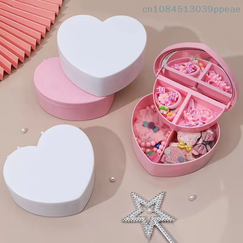 Boîte de rangement de bijoux en forme de cœur pour filles