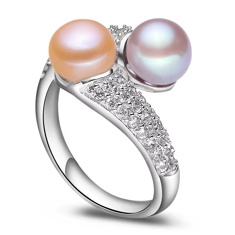 Bague en perles de culture naturelle pour femmes