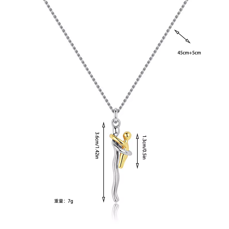 Collier pendentif « Étreinte d'amour » mère-enfant avec boîte