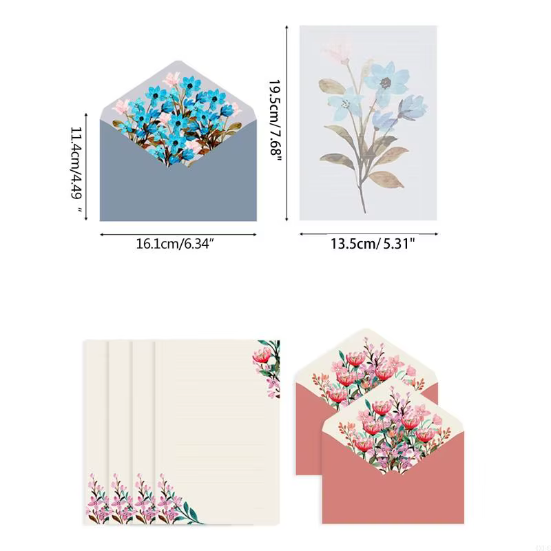 Ensemble d'enveloppes de fleurs en papier à lettres