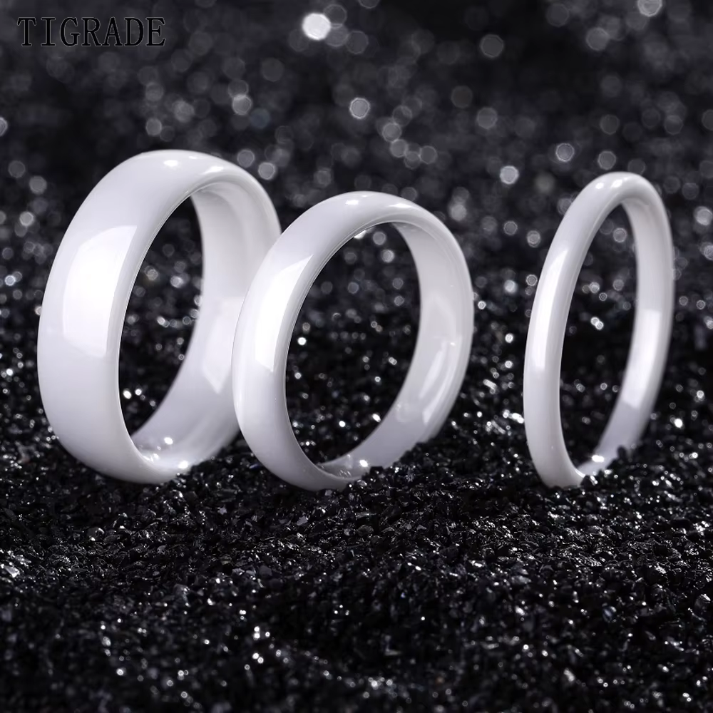 Tigrade 2/4/6mm bague en céramique blanche noir