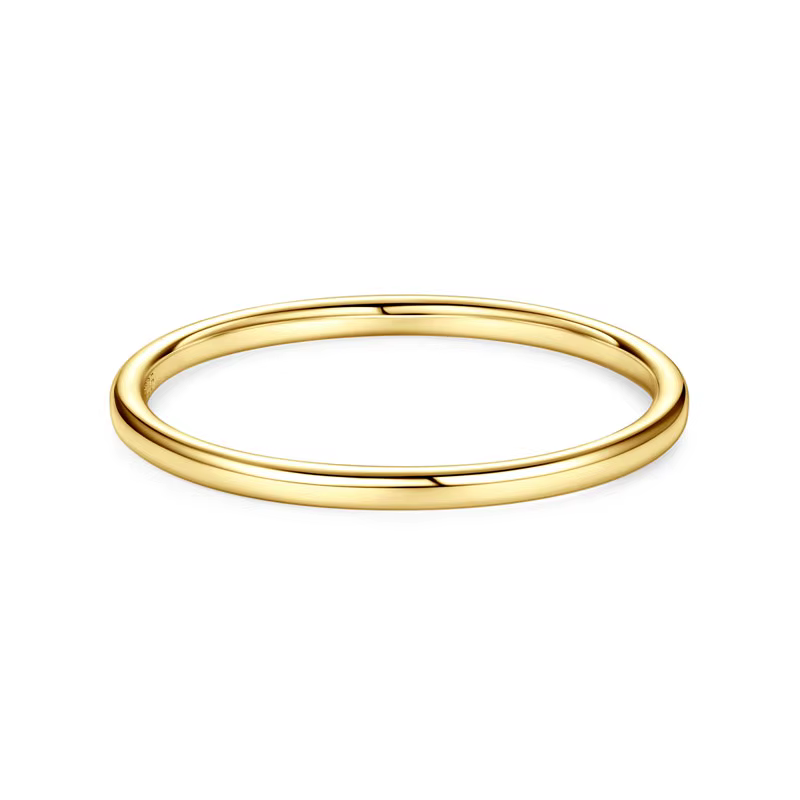 Lnngy 14K plaqué or bague Anillo Plata 925 en argent Sterling 1.2mm largeur anneaux lisses pour les femmes bijoux de mariage simples