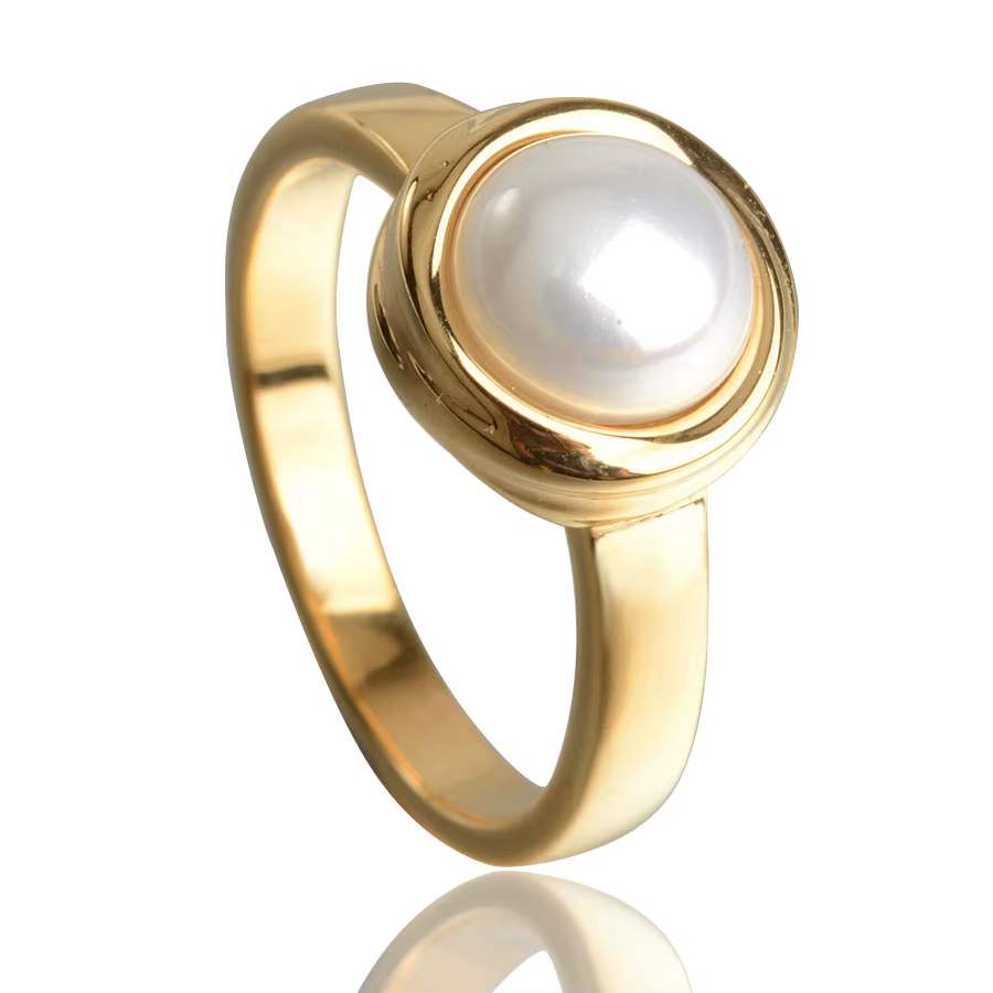 Keisha Lena élégant Imitation perles bague pour femme or argent-couleur acier inoxydable haute qualité livraison directe # 6~10