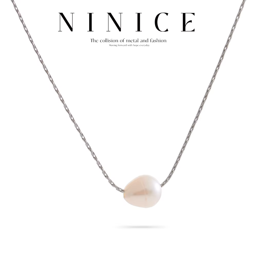 NiNice colliers pour femmes en acier inoxydable bijoux naturel perle d'eau douce pendentif à la mode Design minimaliste étanche nouveau