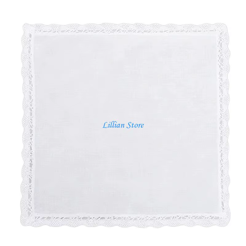 Q1FA – mouchoirs en coton blanc brodé pour femmes