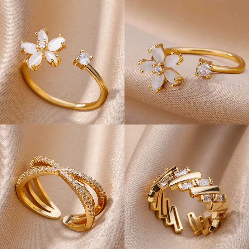 Bagues à fleurs opale pour femmes