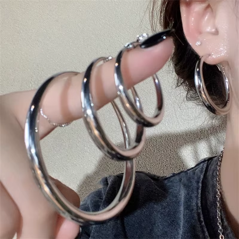 LATS – boucles d'oreilles rondes géométriques simples en alliage de cuivre pour femmes
