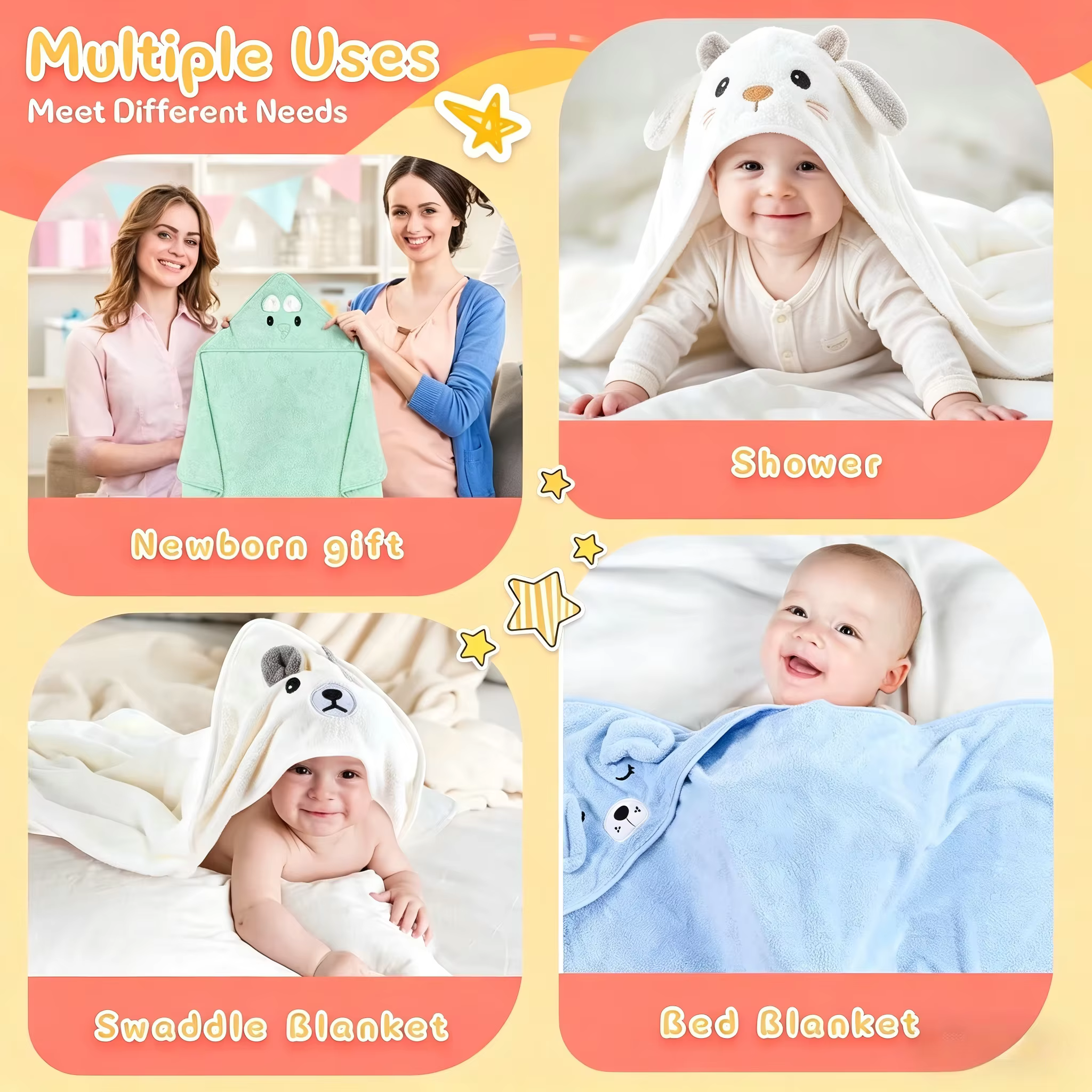 1 Peignoir pour bébé, Serviette de bain pour bébé