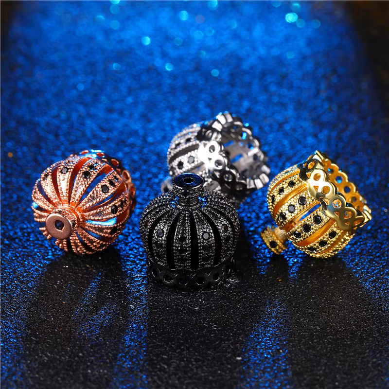 Juya-Perles de couronne plaquées or 18 carats pour femmes