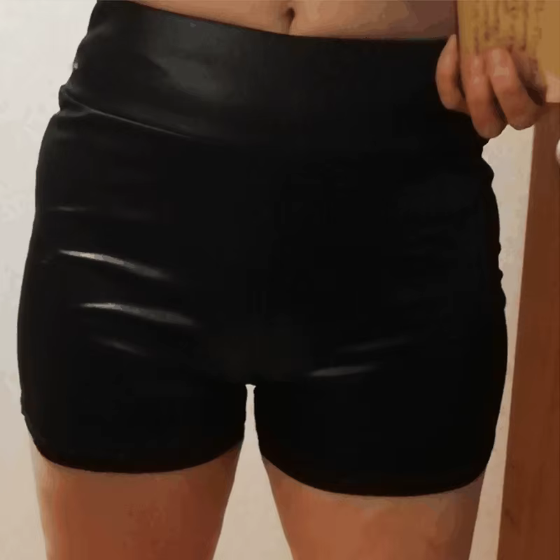 Short sexy en faux cuir PU pour femmes