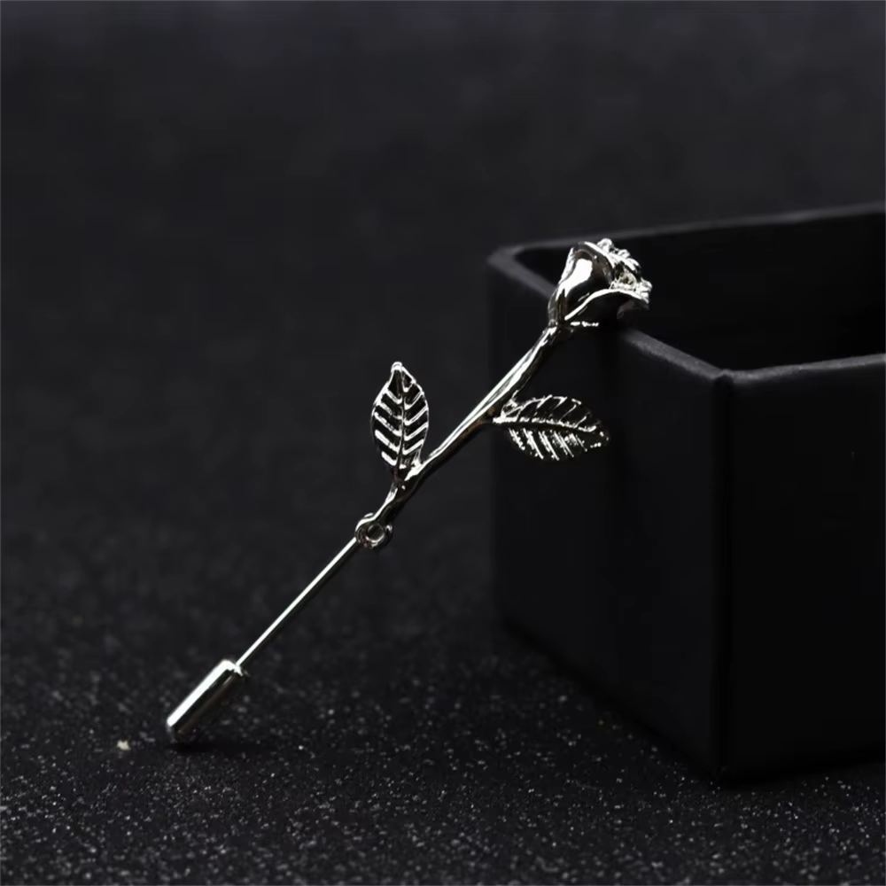 Hommes Rose fleur mode métal broche