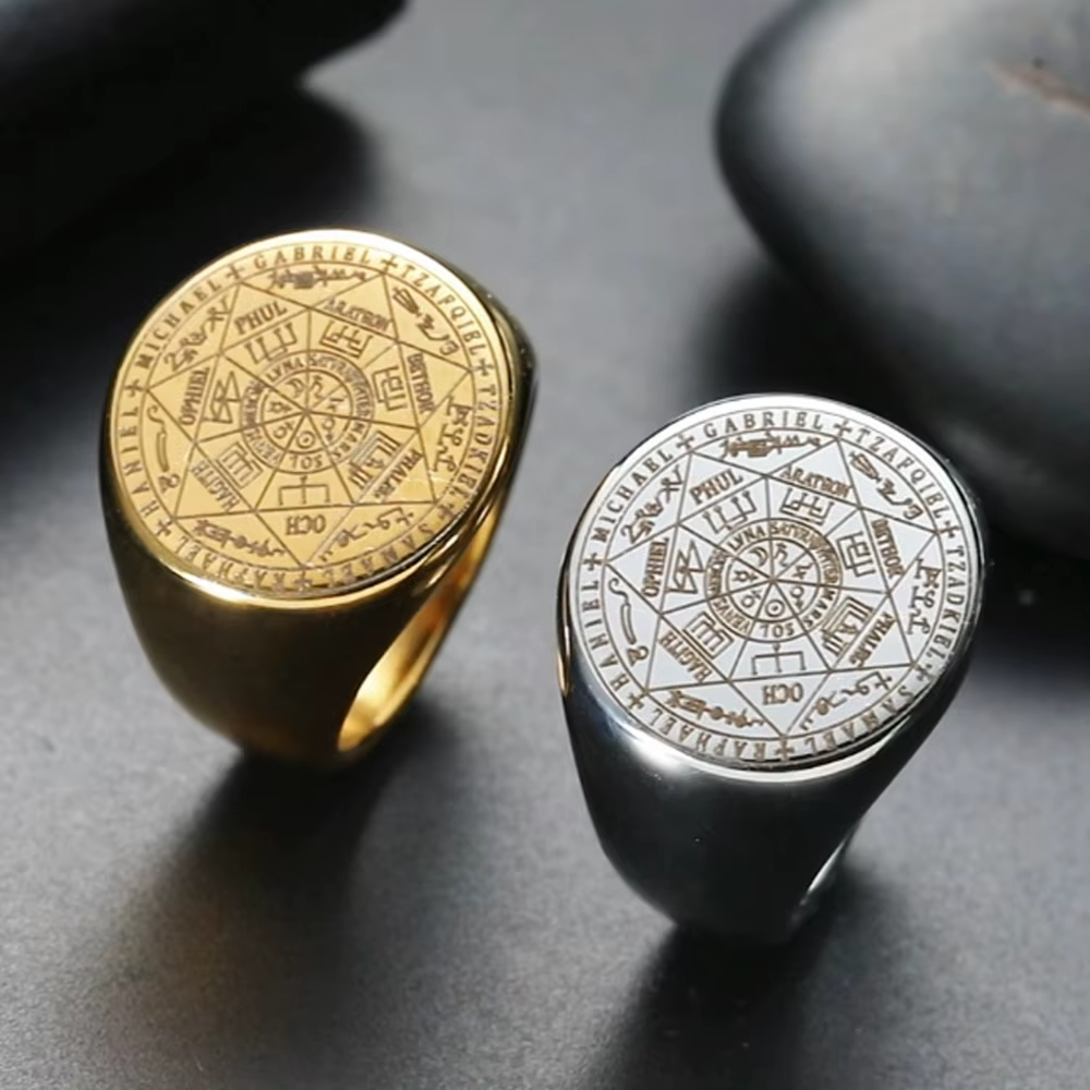 Dawapara Secret de l'Univers Bague Salomon Michaelmas Gabriel Jofiel Thavael Azrael Michael Archanges Bague en acier inoxydable