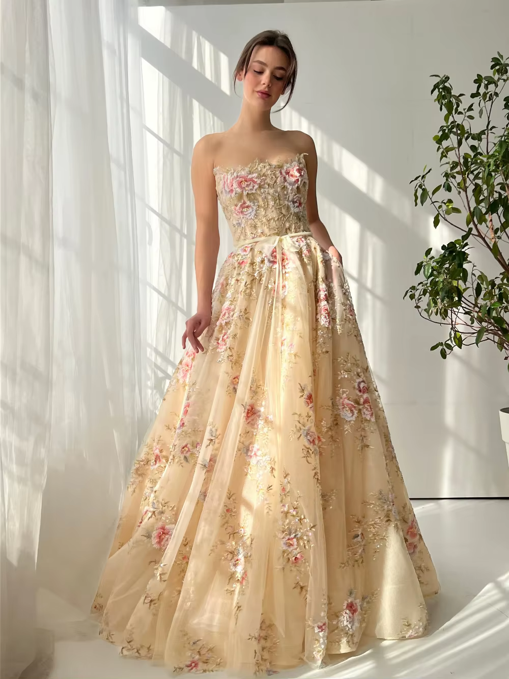 Robe de soirée formelle florale pour femmes