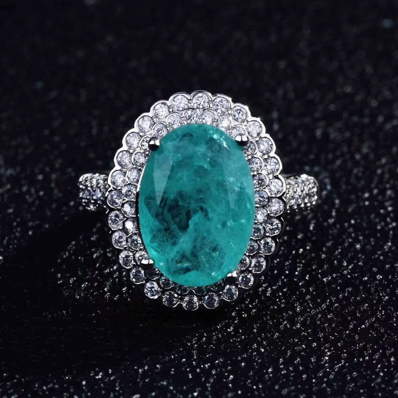 Bague de luxe en tourmaline Paraiba de forme géométrique pour femme