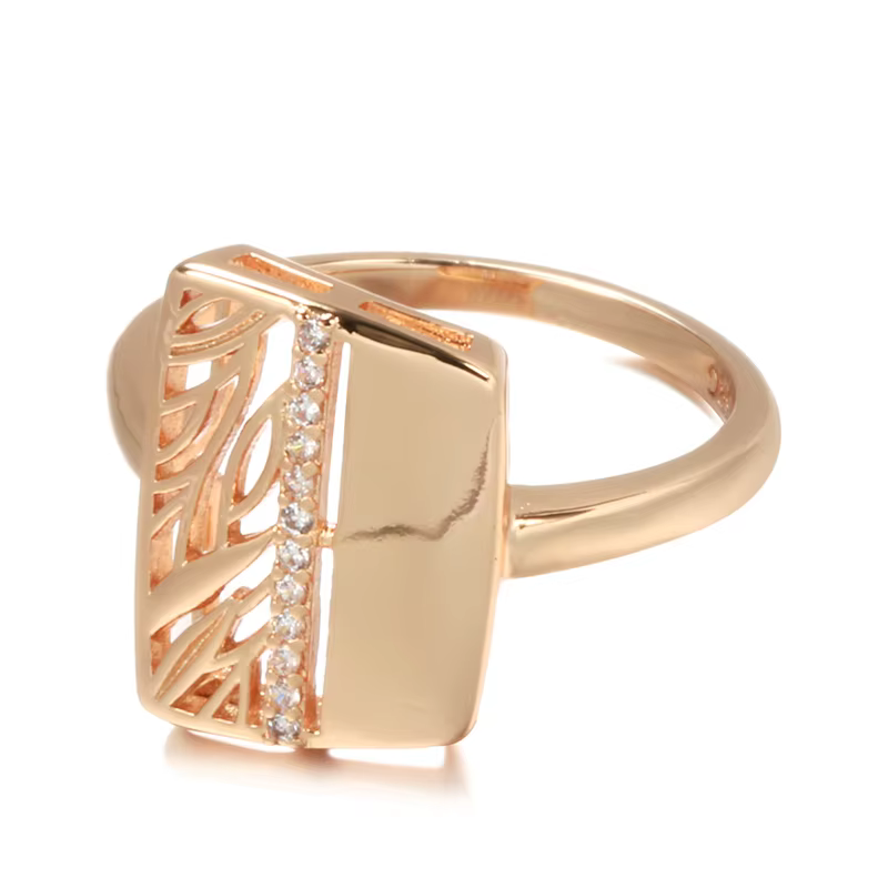Bague de Luxe Brillante en Or Rose 585 pour Femme