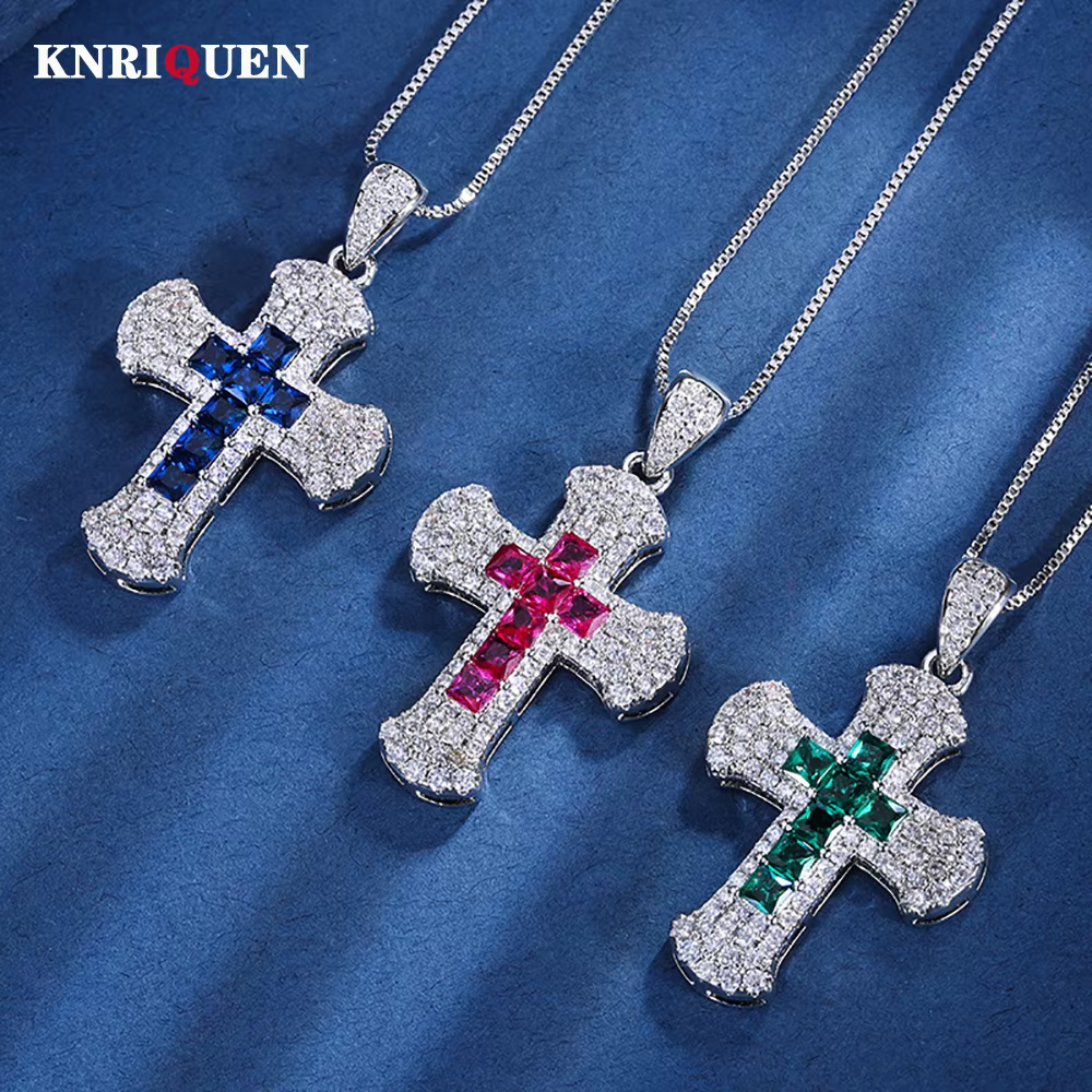 Collier pendentif croix émeraude adrenSapphire pour femme