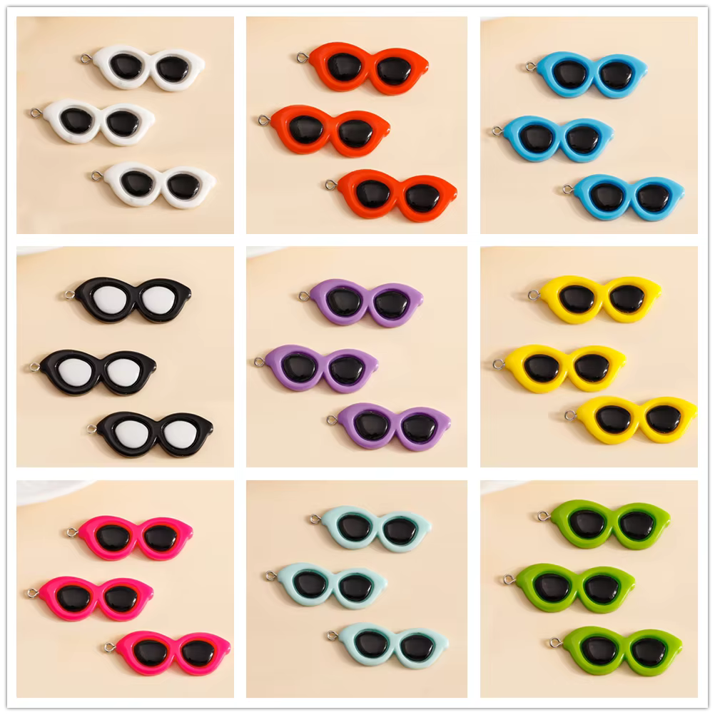 Leslie résine dessin animé Cool lunettes de soleil breloques pour la fabrication de bijoux boucles d'oreilles pendentifs colliers Bracelets accessoires bricolage cadeaux