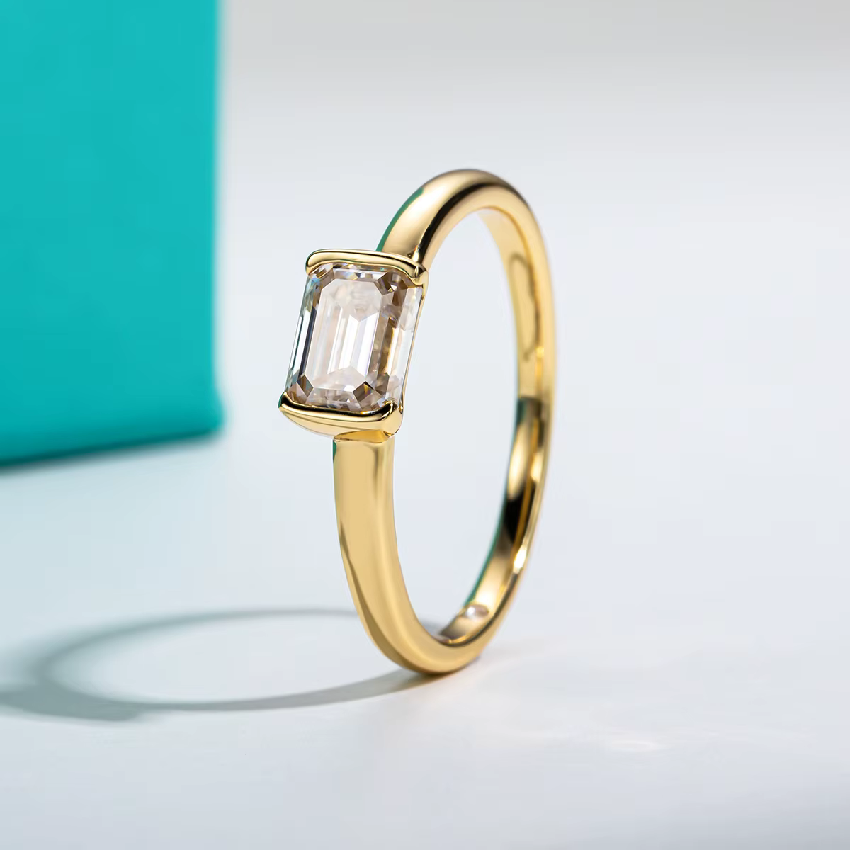 1 Carat taille émeraude D couleur Moissanite bague 925 en argent Sterling bagues de fiançailles pour les femmes en gros