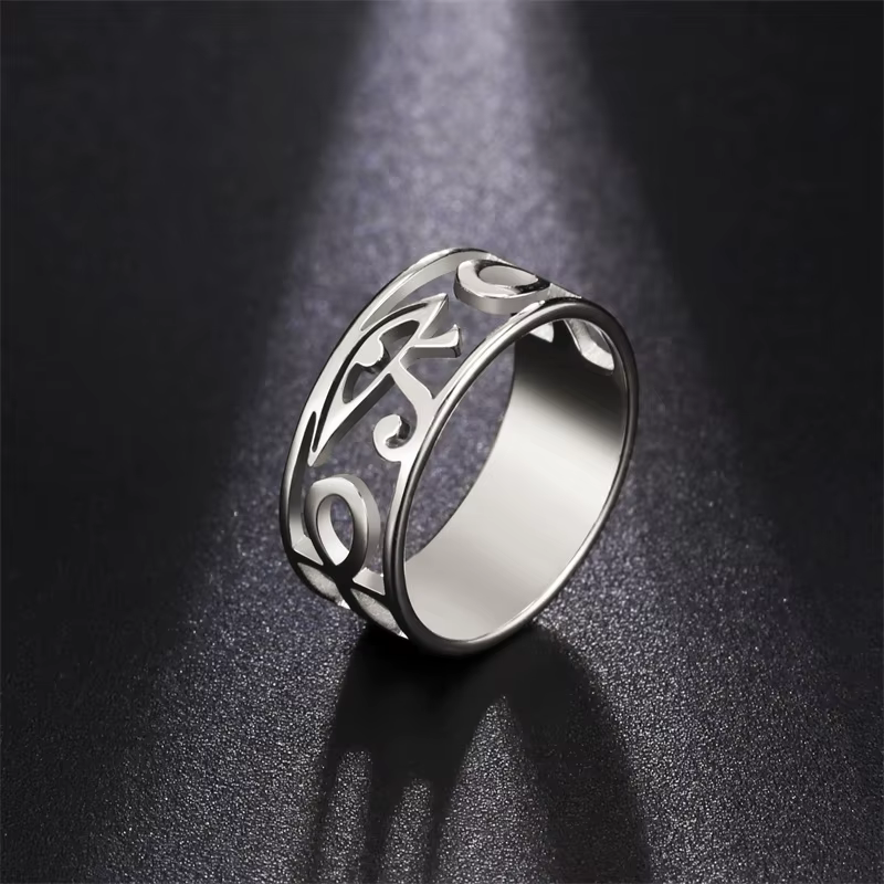 Viking anneaux en acier inoxydable pour femmes hommes Punk égyptien oeil de Ra Horus