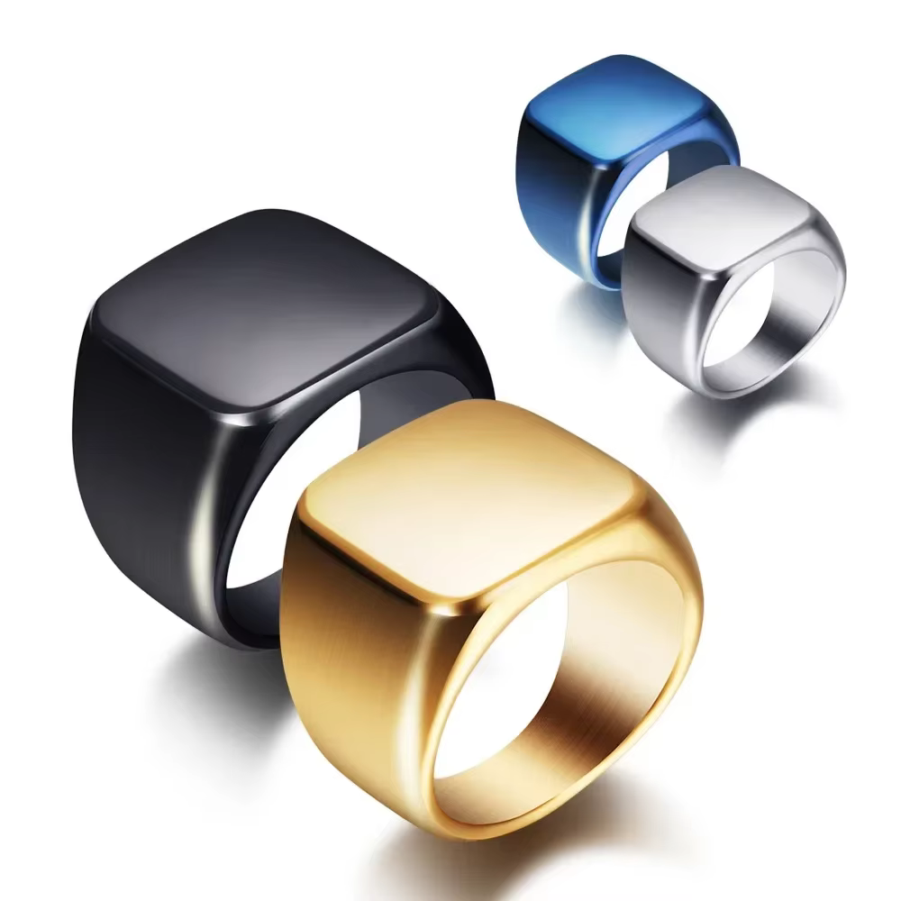 DARHSEN marque classique noir bleu or couleur grand acier inoxydable hommes anneaux bijoux de mode taille 4 5 6 7 8 9 10 11 12 13 14 15
