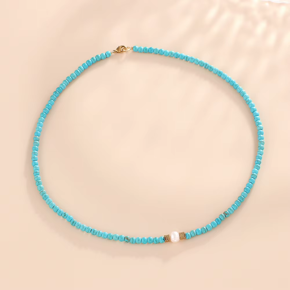 Collier Boho en perles turquoise pour femmes