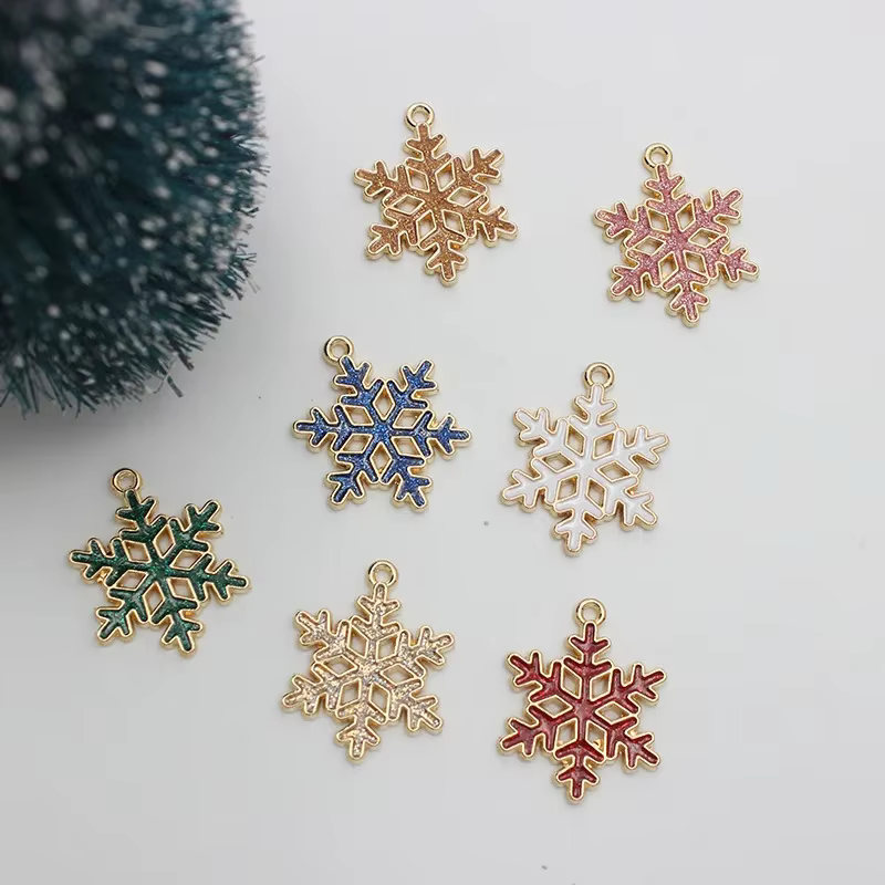 Breloques flocon de neige en émail de noël