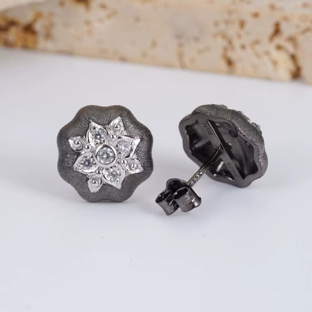 Boucles d'oreilles Vintage italiennes en argent pur 925