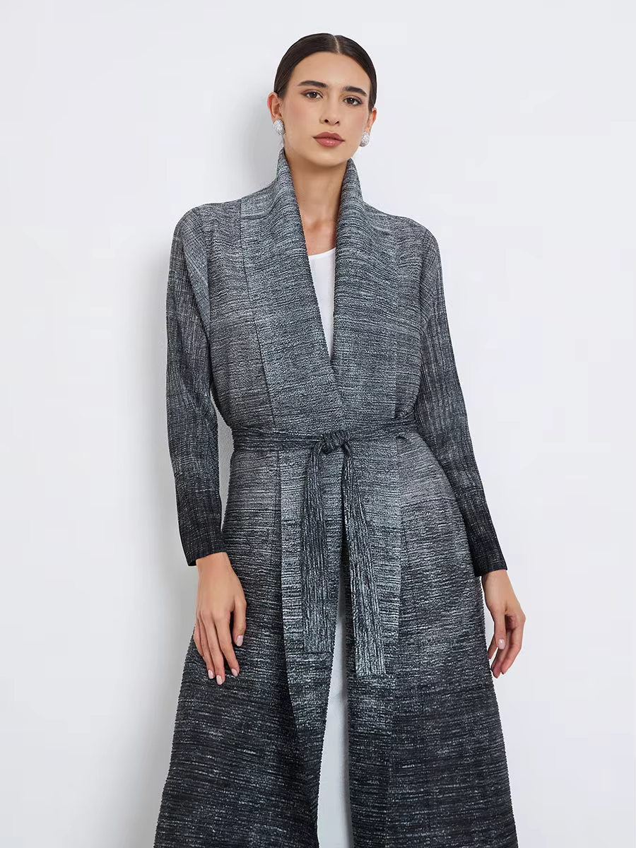 Abaya plissé dégradé gris noir
