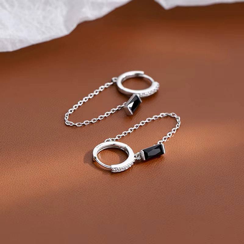 Boucles d'oreilles à pampilles en Zircon couleur argent pour femmes