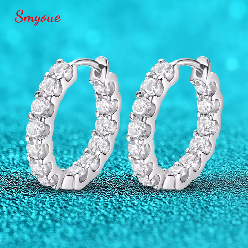 Smyoue 18k plaqué Total 2.6CT pleine Moissanite boucle d'oreille pour les femmes scintillant fête de mariage