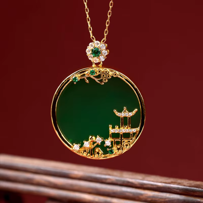 Collier rond incrusté de cristal vintage pour femme