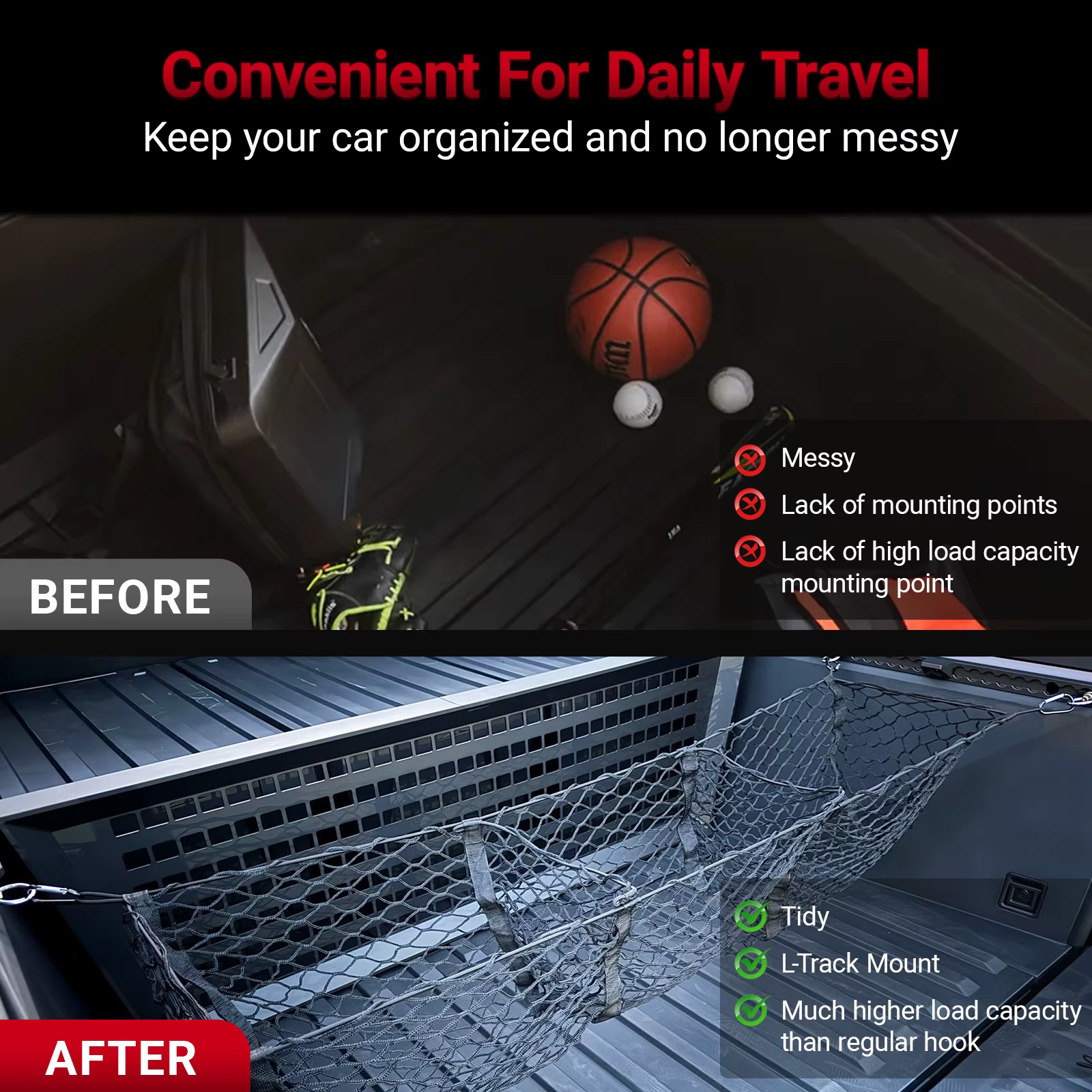 Pour Tesla Cybertruck 2024 – Ensemble d'accessoires de rail arrière en aluminium noir avec anneaux de traction