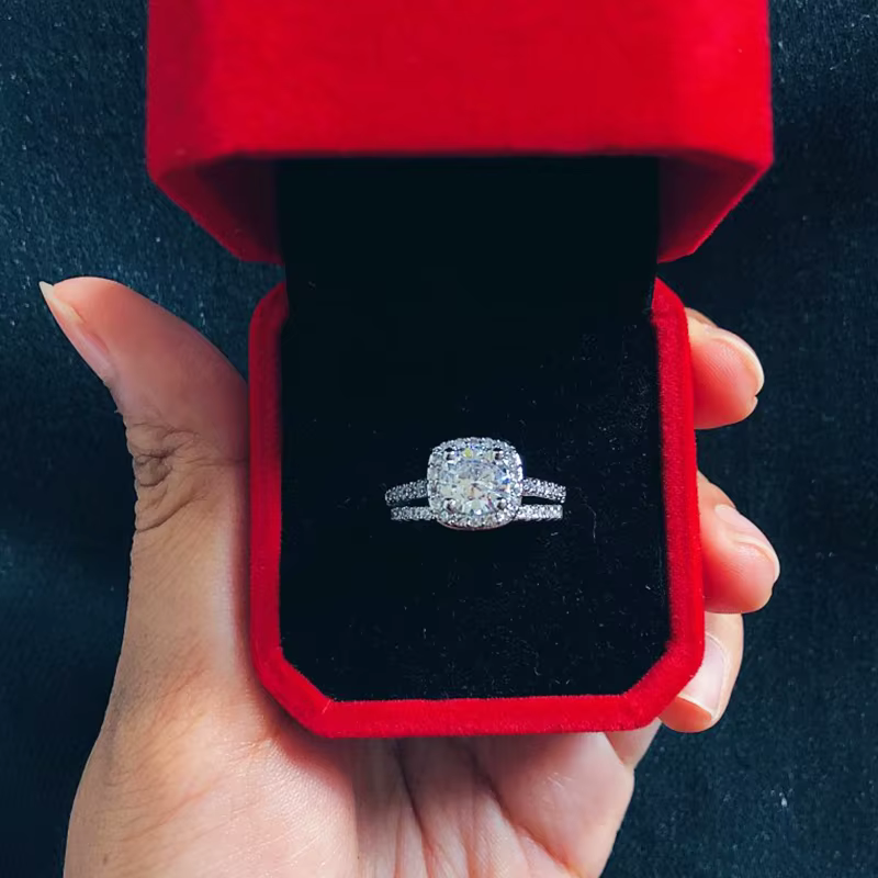 Ensemble de bagues de fiançailles de mariage pour femmes