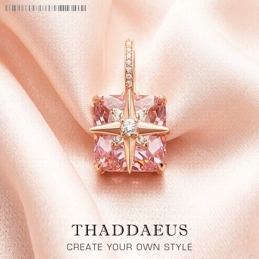 Étoile plaquée or Rose avec pendentif en pierre