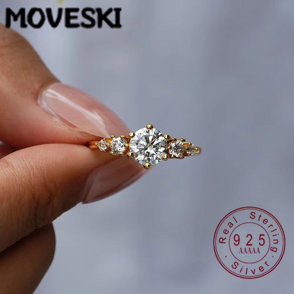 Français Llight luxe 1 Carat Moissanite anneaux classique à la mode femmes fiançailles alliance 925 bague en argent