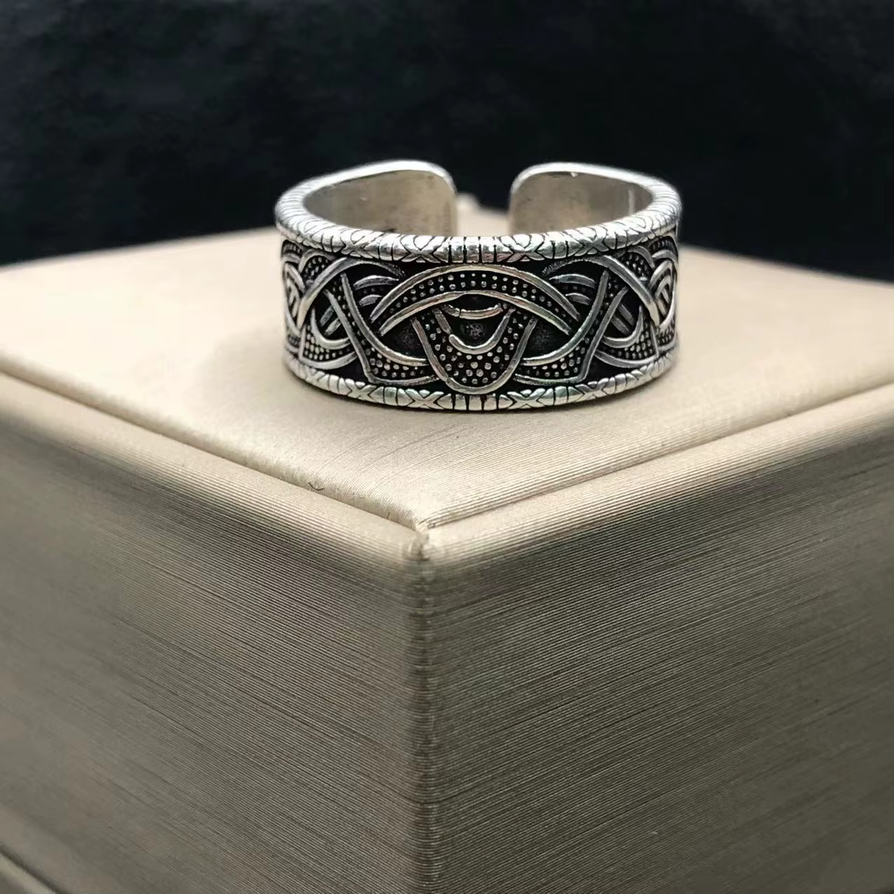 Bague à motif de tissage Vintage pour hommes
