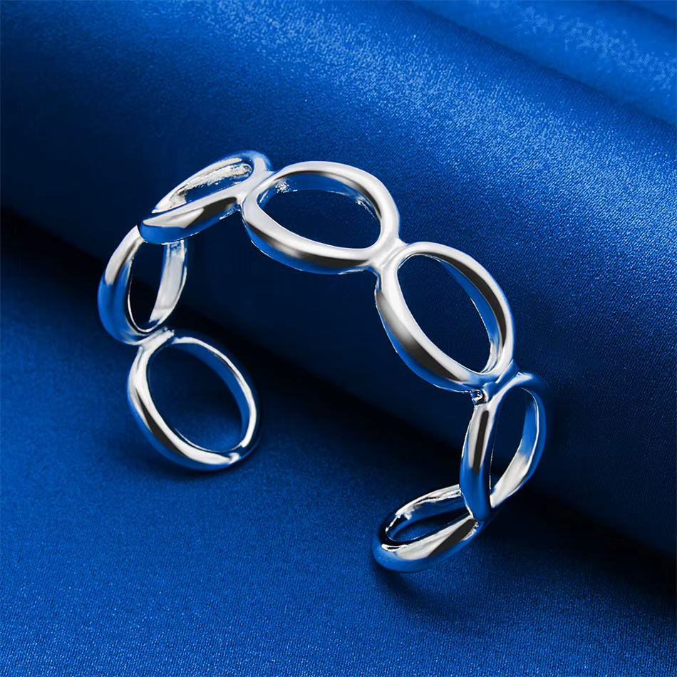 Charmant bracelet rond ajouré en argent sterling 925 pour femmes