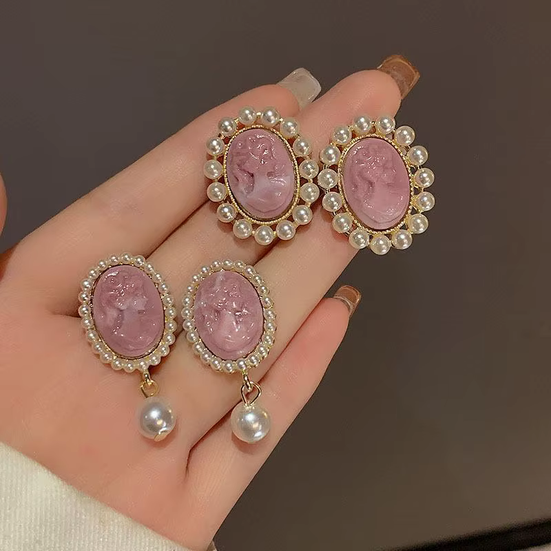 Boucles d'Oreilles en Perles Françaises Vintage pour Femme