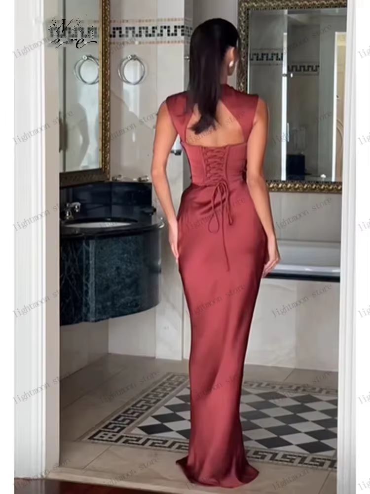 Robes de soirée élégantes pour femmes, robes de bal simples, robes en satin sans manches, robes de gala personnalisées.