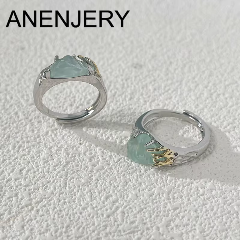 ANENJERY – bague réglable à Texture géométrique