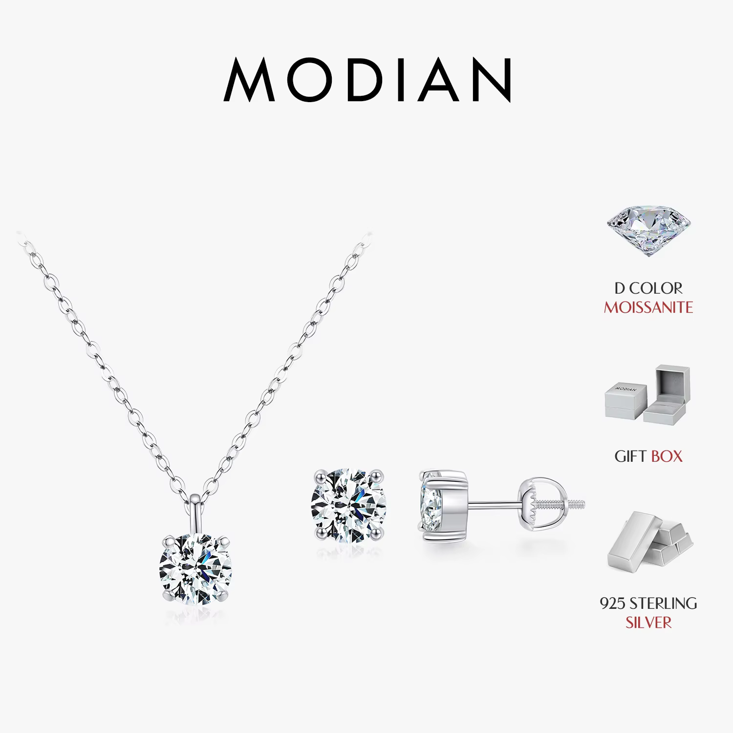 Ensemble de bijoux fins en argent regardé 925 Moissanite pour femme