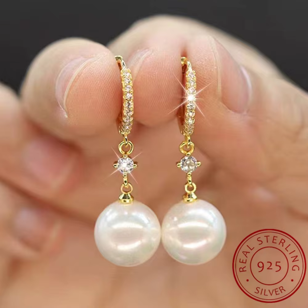 Boucles d'oreilles en perles d'eau douce naturelles pour femmes, argent 2025, simple, classique, patients, mariage, bijoux de luxe, nouveau, 925