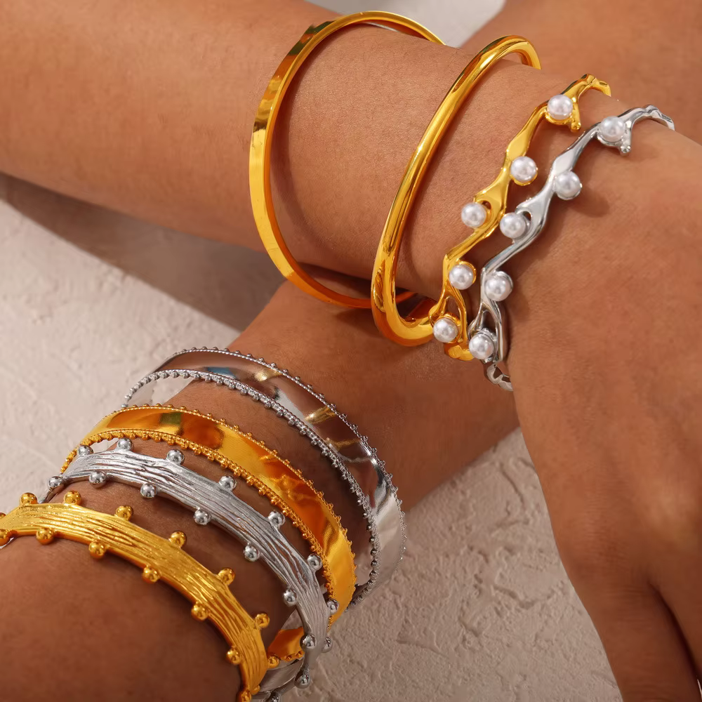 Amaiyllis 18K or lumière luxe mode perle dentelle Texture Bracelet ouvert Simple Niche personnalisé femmes