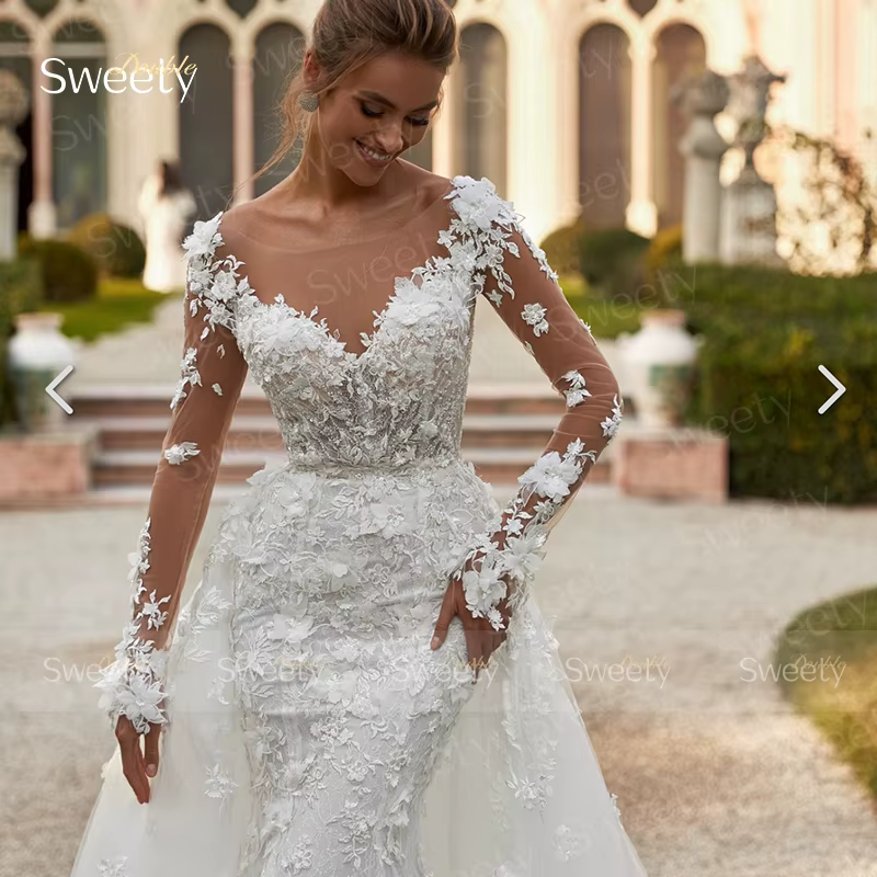 Robe De mariée sirène avec traîne détachable