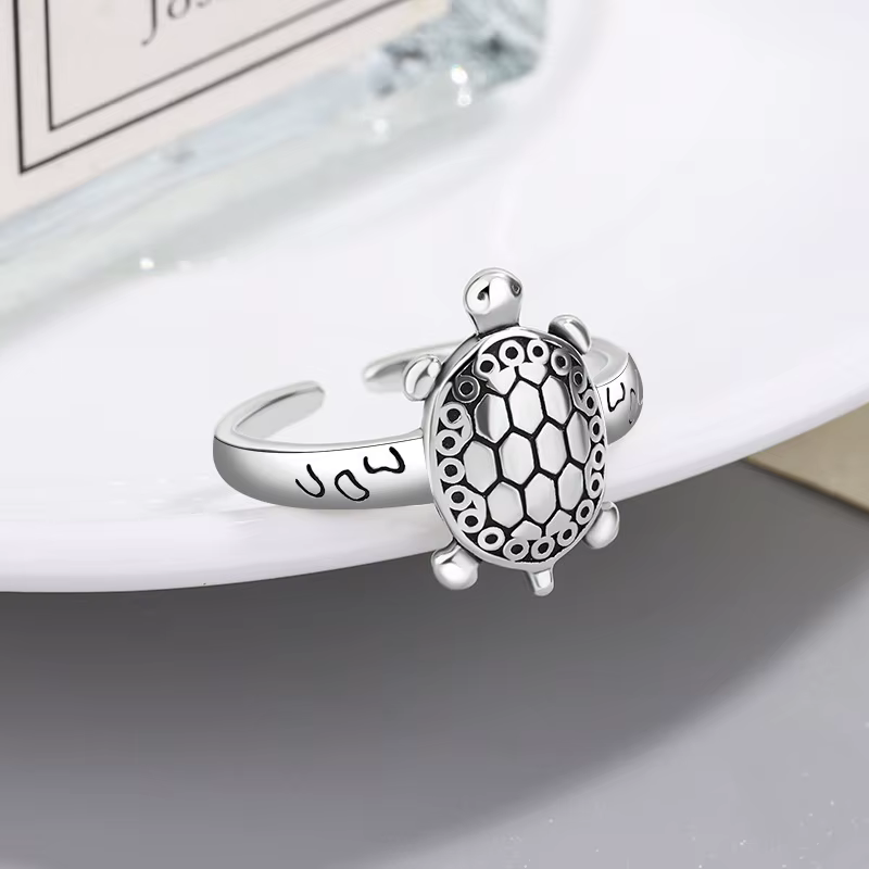 Nouveauté élégant tortue Animal Design Thai argent femme anneaux Promotion bijoux pour femmes cadeaux de fête pas de décoloration pas cher