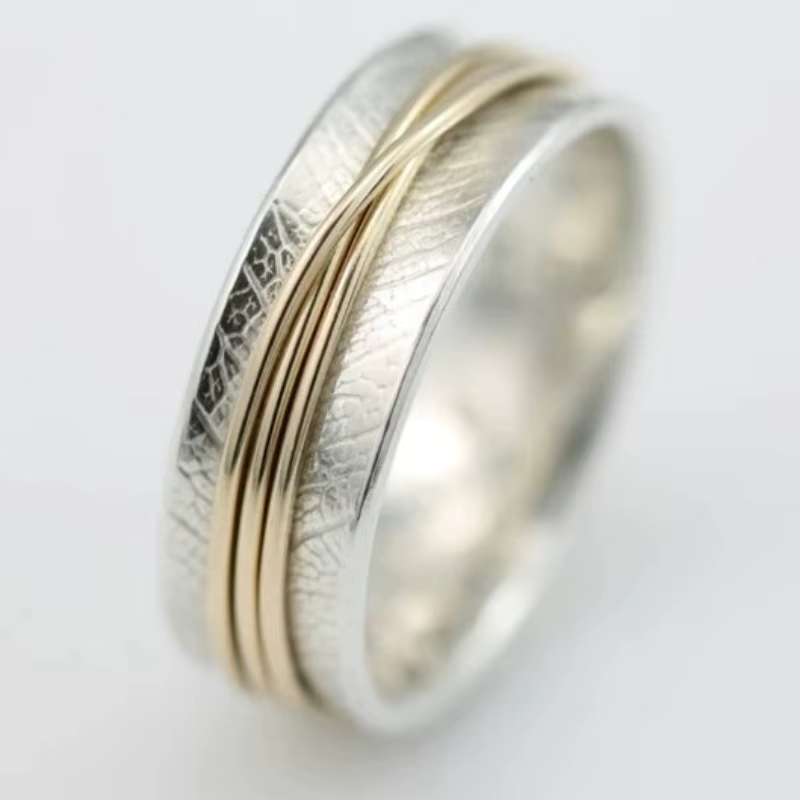 Bague large vintage sculptée à la main pour femme