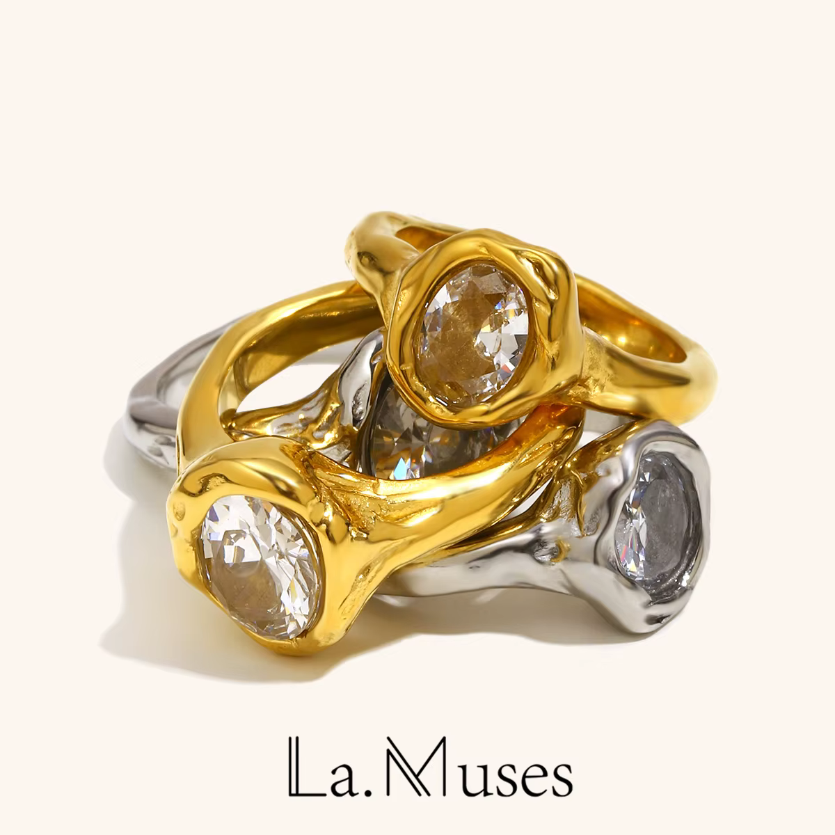 La. Muses – bague de luxe ronde brillante en Zircon pour femmes